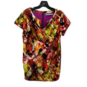 Marc‎ New York Andrew Marc Women's Multicolor Short Sleeve V-Neck Blouse Size 10